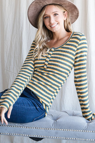 Olive Striped Top