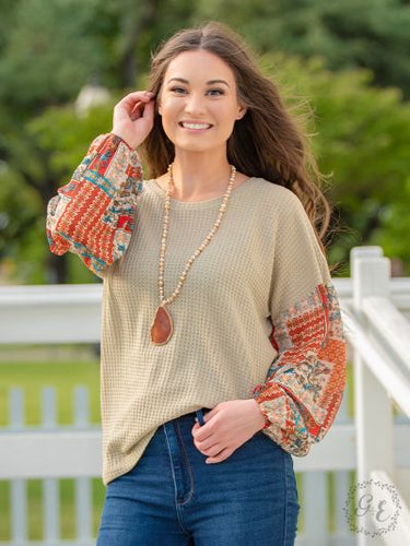 Sage & Paisley Waffle Knit Top