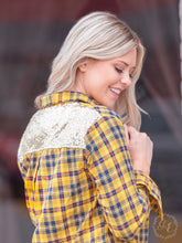 Load image into Gallery viewer, Yellow Plaid with Gold Sequins Flannel