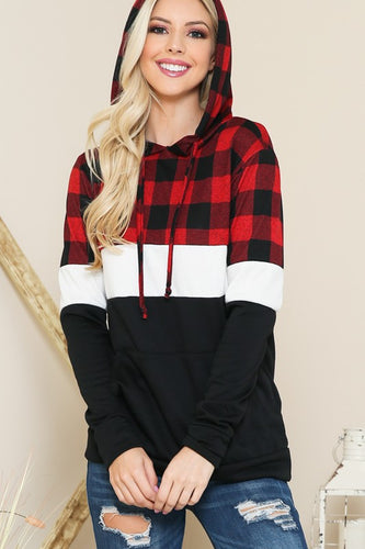 Red and Black Plaid Hoodie