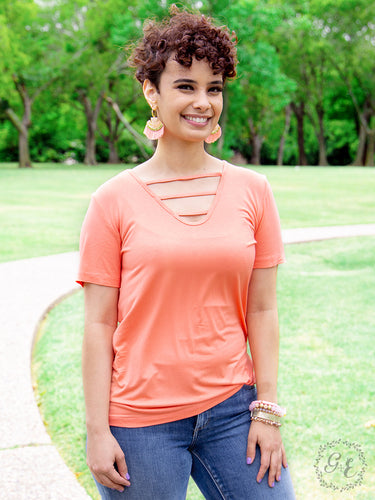 Caged Peach Tee