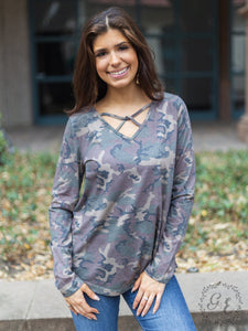 Camo Caged Top